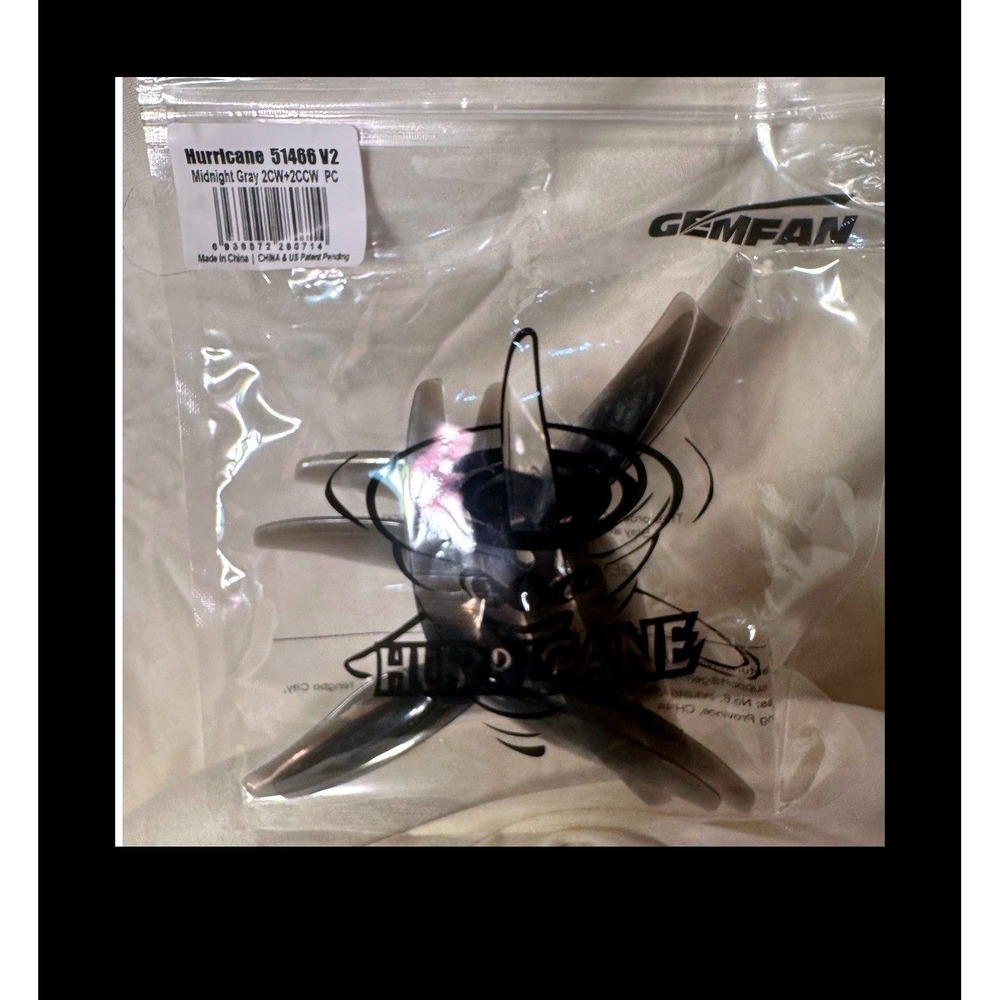 Gemfan Hurricane 51466 V2 FPV Drone Propellers Midnight Gray 2CW 2CCW Set